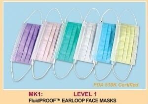 Level 1 Fluid Proof Earloop Face Mask - Plasdent