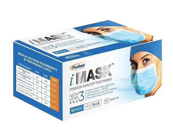 IMask Premium Ear-Loop Face Masks ASTM Level 3 - Pac-Dent